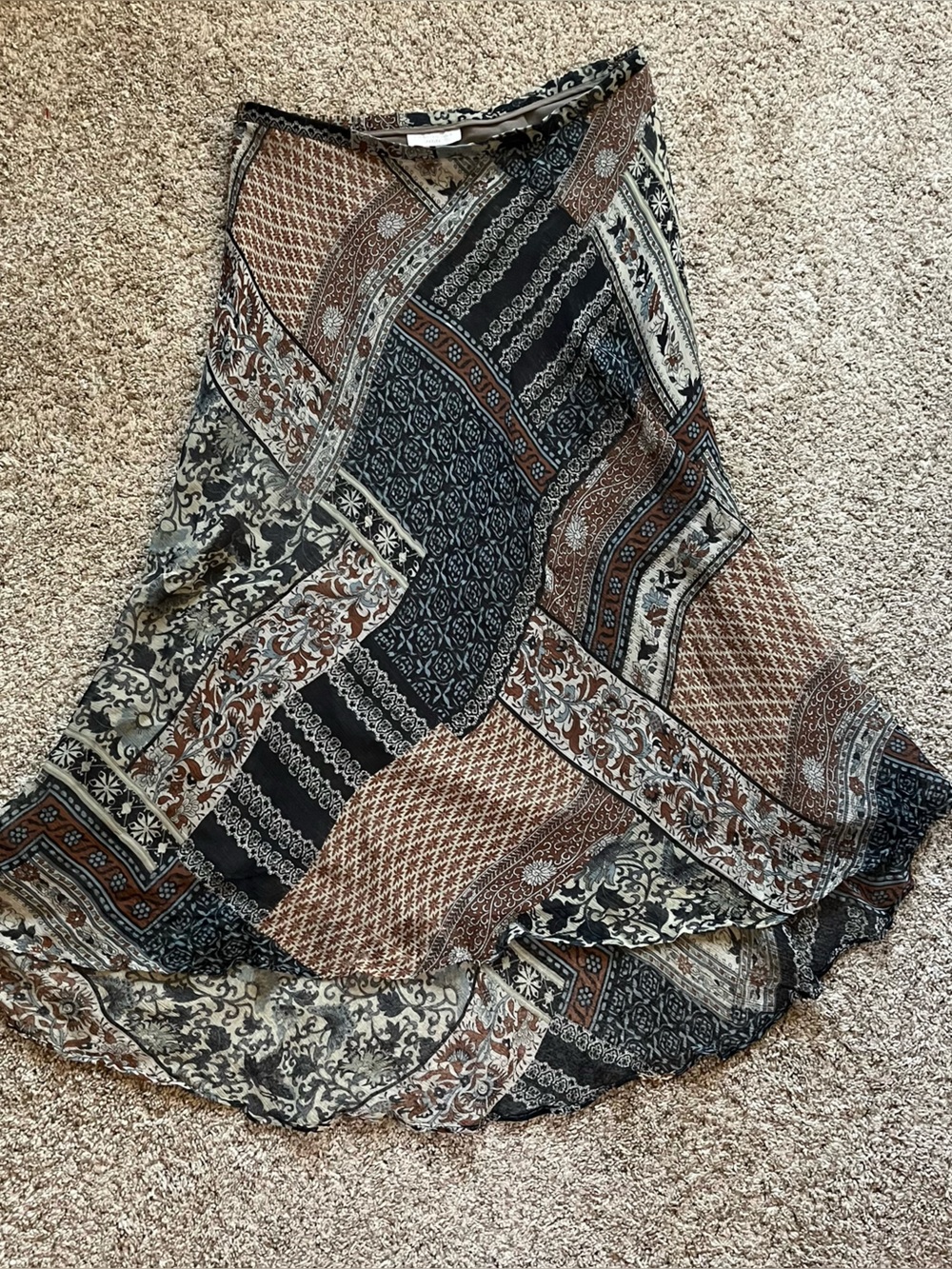 Charter Club Petite Brown and Black Patterned Scarf/Wrap
